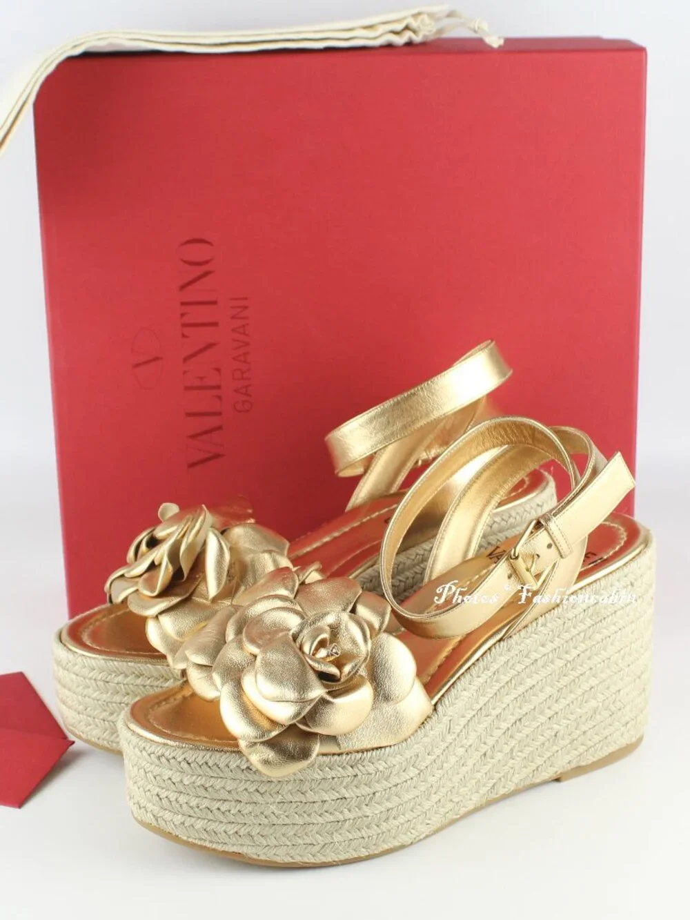 NEW Valentino Garavani Atelier 03 Rose Metallic Leather Espadrilles Sandal EU 39